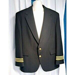 Rodes Apparel Black United Airlines First Officer Pilot Blazer Mens  44R